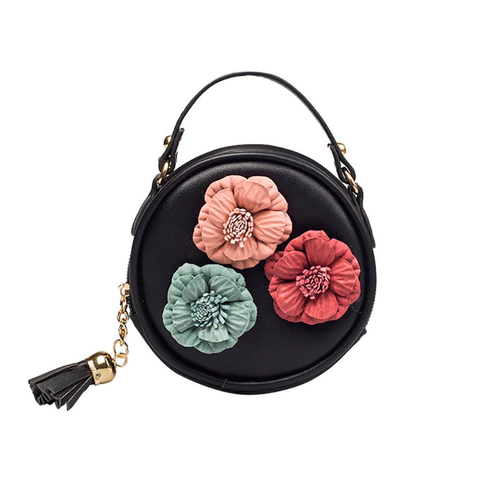 Tassel Circle-Shape Floral Handbags