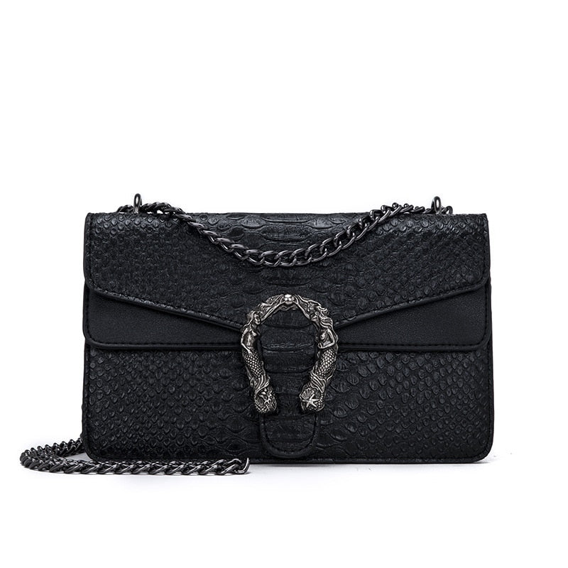 Snake Synthetic Leather Shoulder Bags